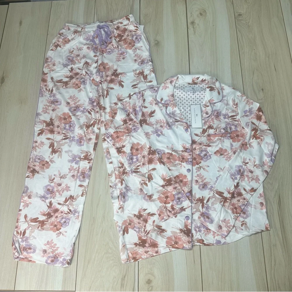 Karen Neuburger Women's Pajama Set‎ RLK0336 Natural Floral 2PC NWT Size Small
